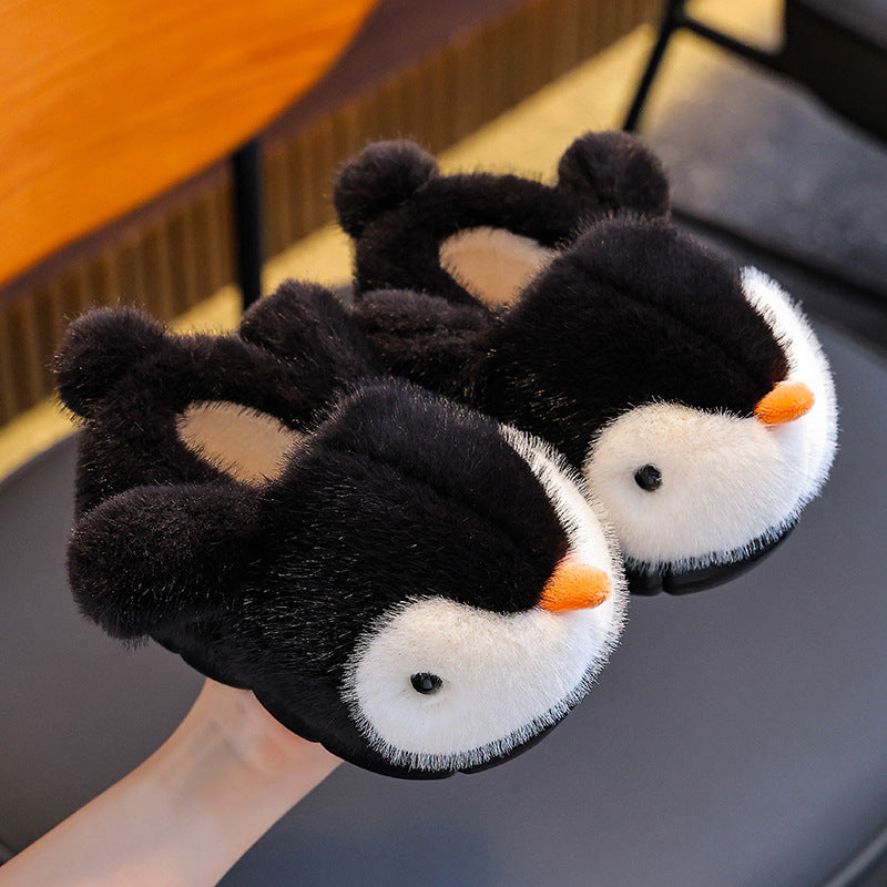 Warme Pinguin-Fleece-Hausschuhe für Kinder