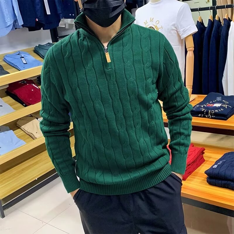 Herren Strickpullover mit Halbreissverschluss