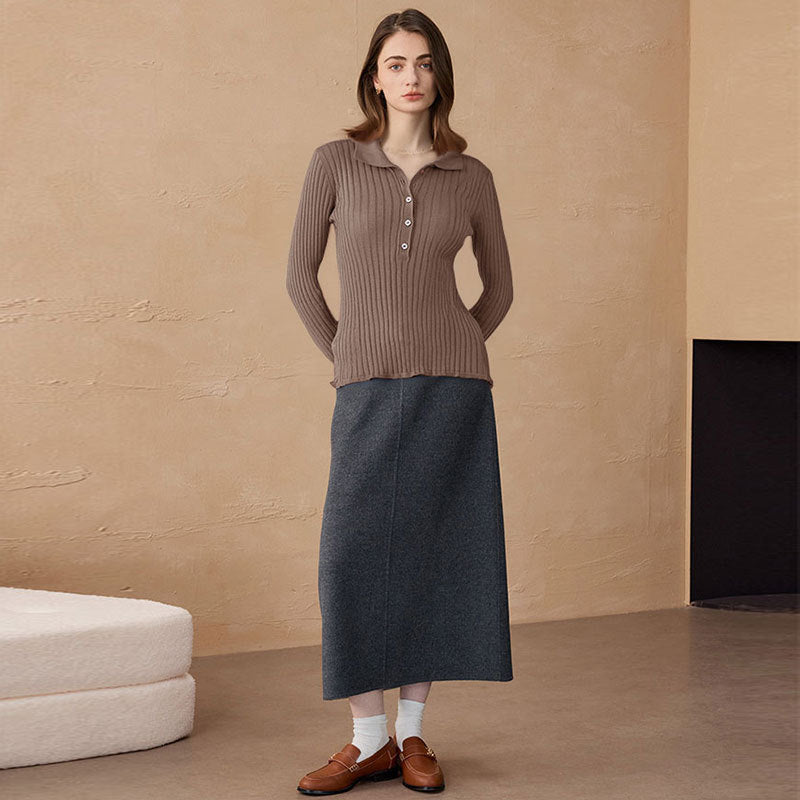 Ribbed Chunky Turtleneck Cashmere Pullover Damen Slim Fit