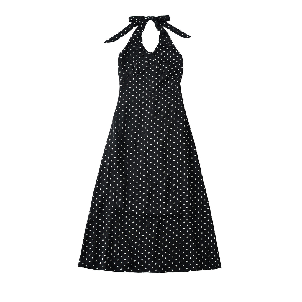 Retro Polka-Dot Neckholder Minikleid