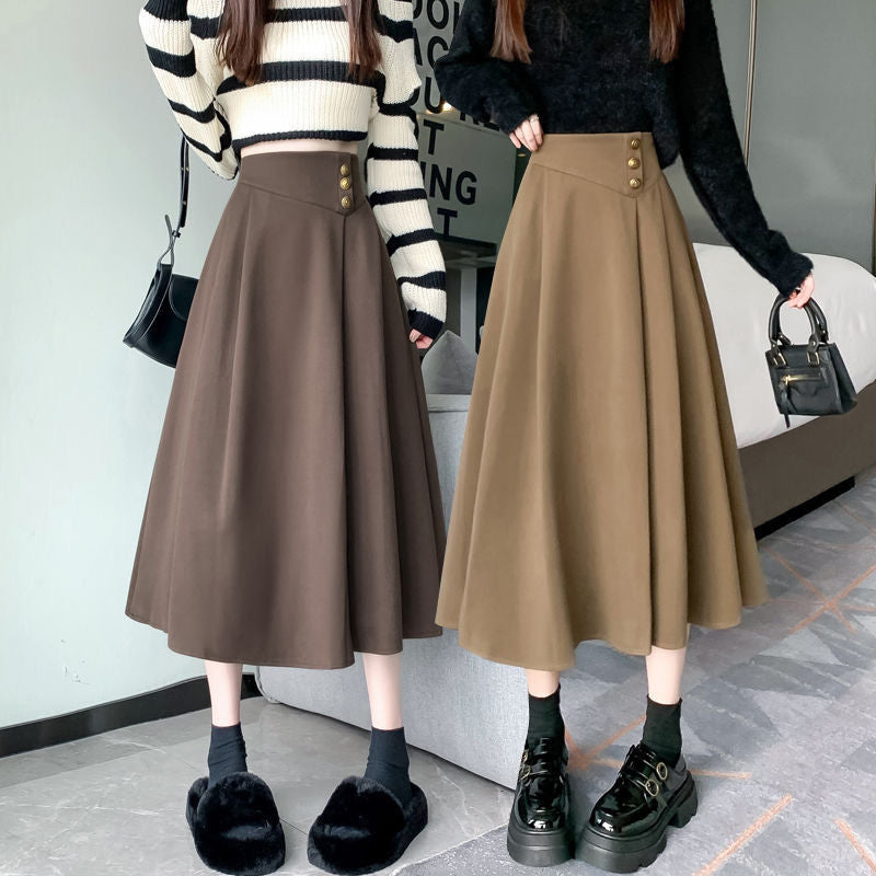Eleganter Midirock aus Wolle mit hohem Bund