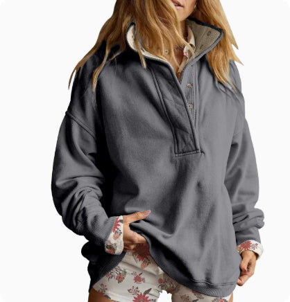Lässiger Hoodie mit Knopfleiste