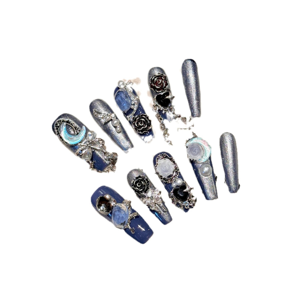 Yihe Hand-worn Nägel – Heavy Industry Blau – Bild 1 | LuxeStyle