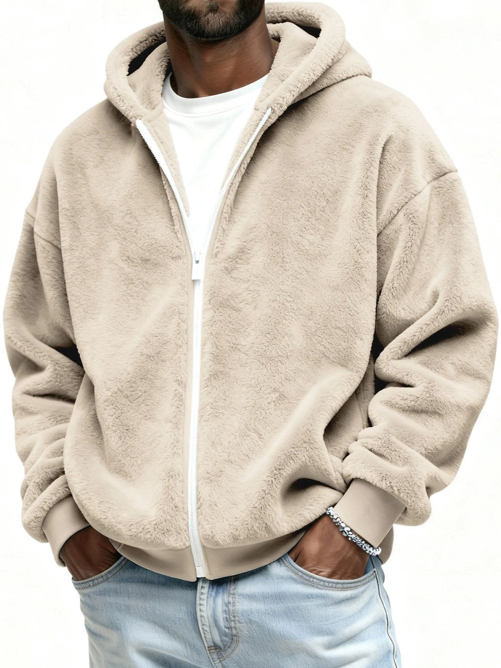Doppelseitige Fleece-Jacke mit Kapuze