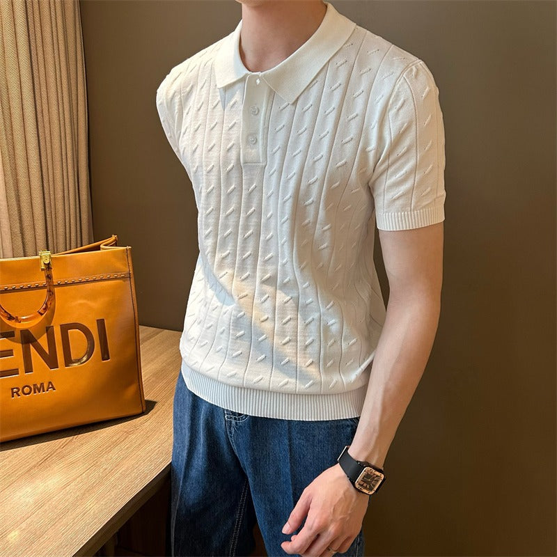 Herren Sommer Streifen Kurzarm Polo-Shirt – Bild 3 | LuxeStyle