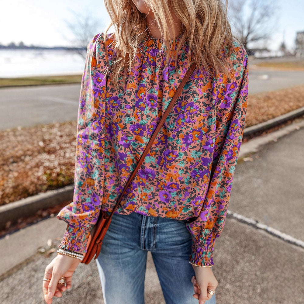 Chiffon-Bluse mit Blumenmuster und Rüschensaum – Bild 3 | LuxeStyle