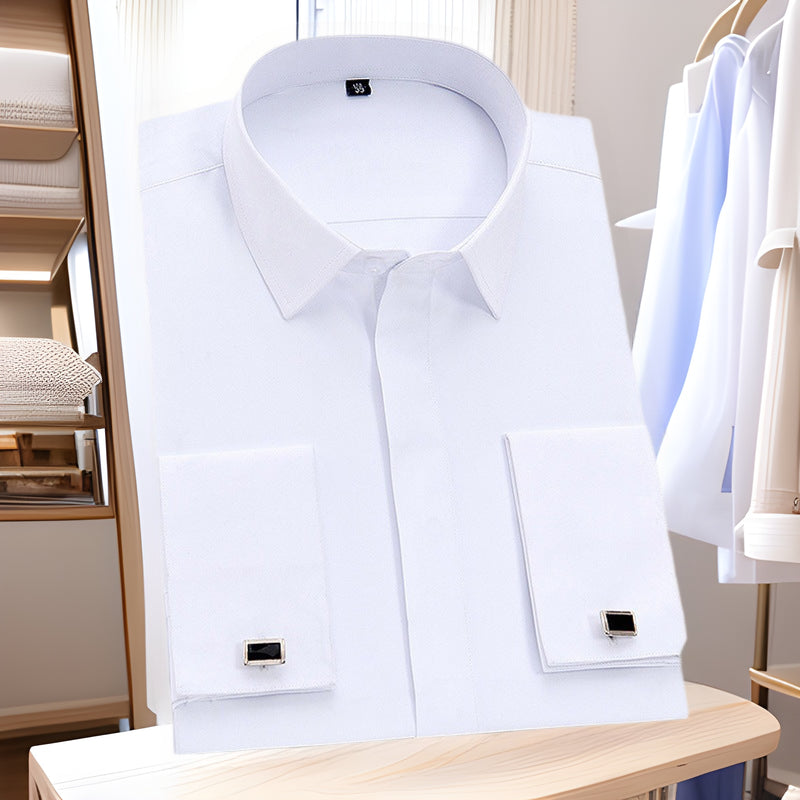 Herren Langarmhemd Slim Fit Weiss – Bild 7 | LuxeStyle