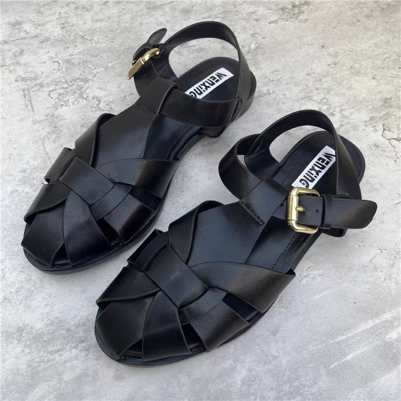 Retro Casual Sandalen mit runder Kappe