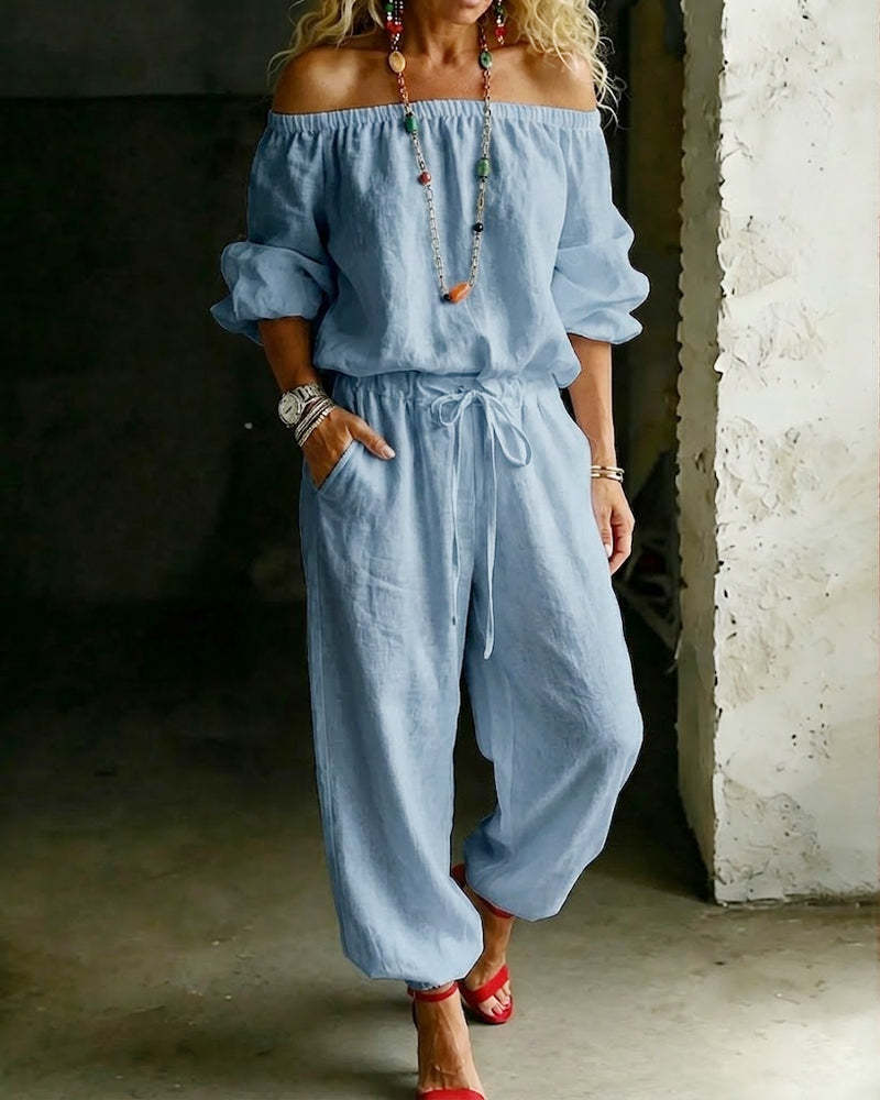 Jumpsuit Set: One-Shoulder Top & Jogger Hose