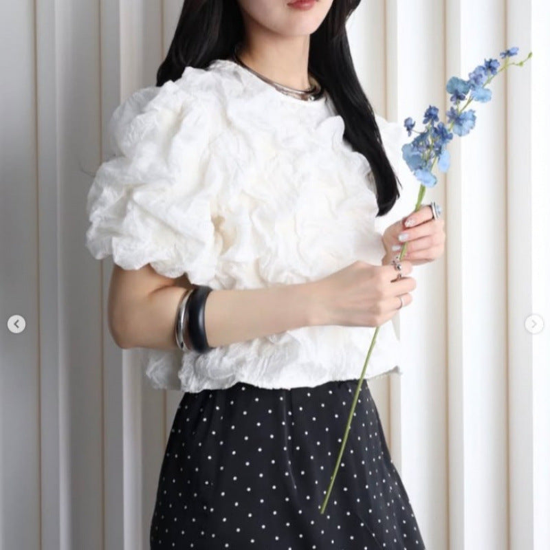 Elegante Bluse mit Puffärmeln und Raffung