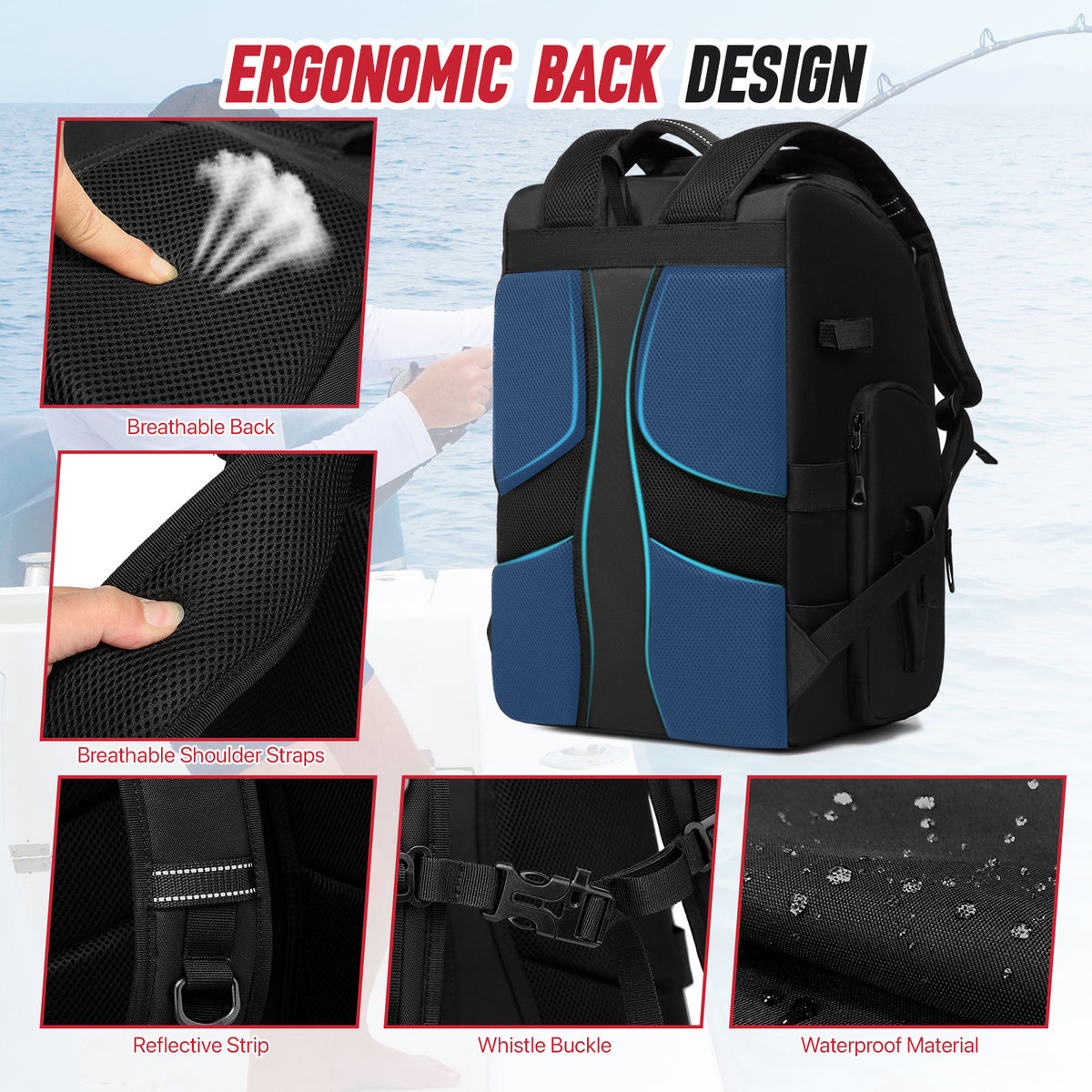 Grosser Angelrucksack mit vielen Fächern – Bild 5 | LuxeStyle