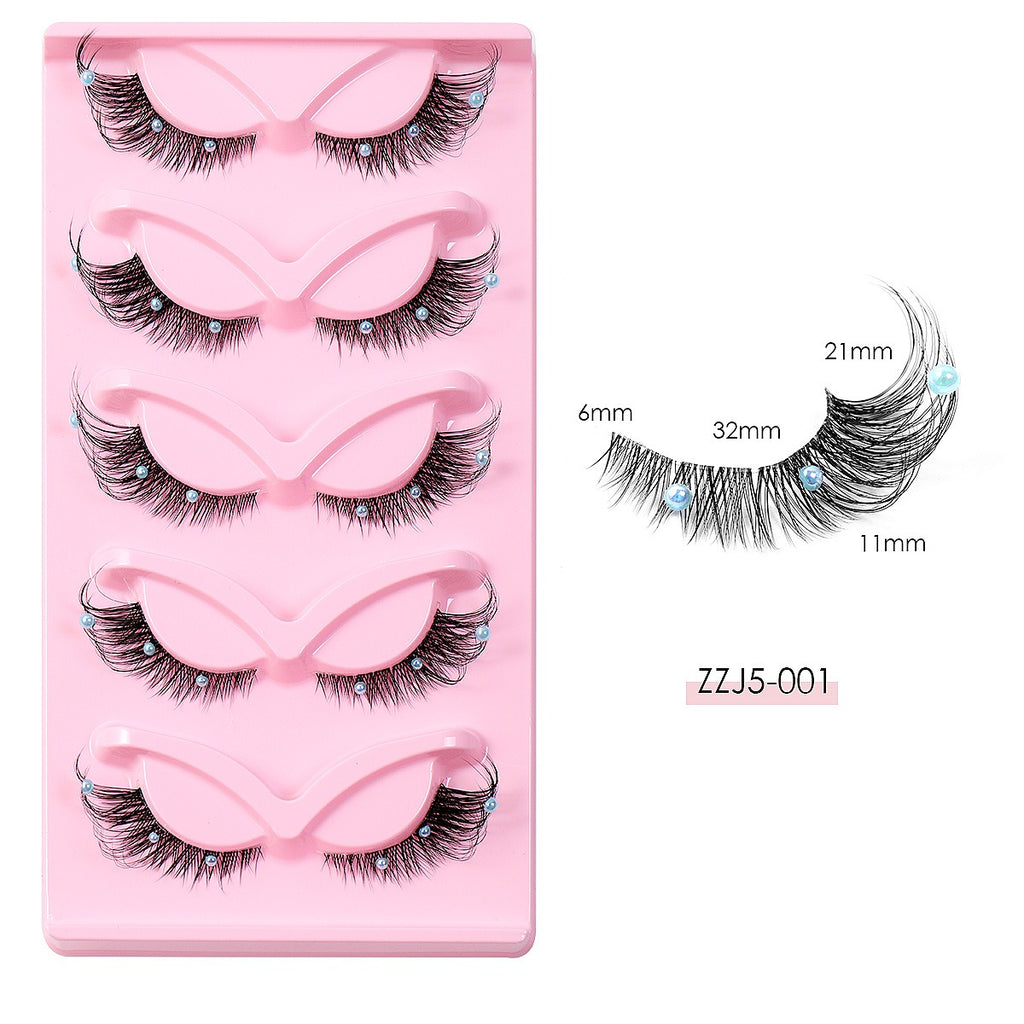 5 Paar Foxy 3D-Wimpern mit transparentem Band