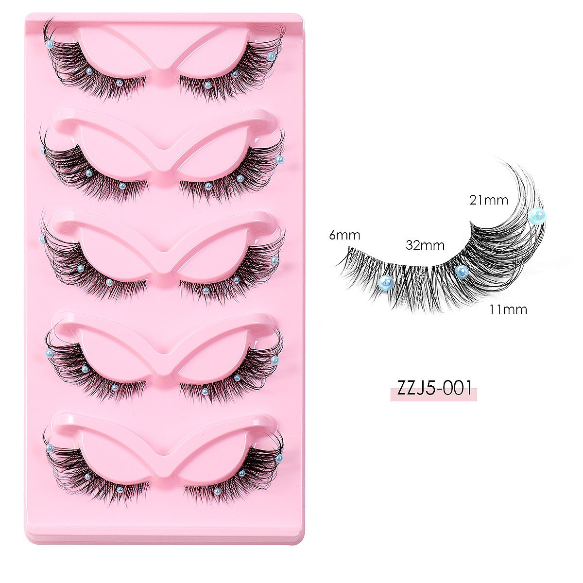 5 Paar Foxy 3D-Wimpern mit transparentem Band