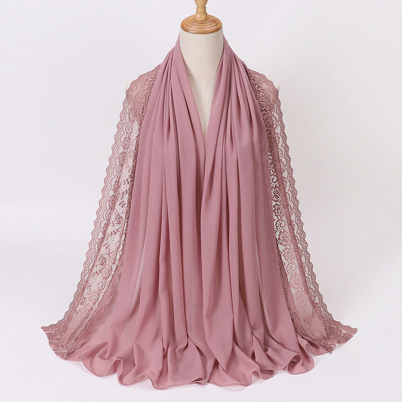 Schal aus Chiffon mit Spitzenabschluss – Bild 4 | LuxeStyle
