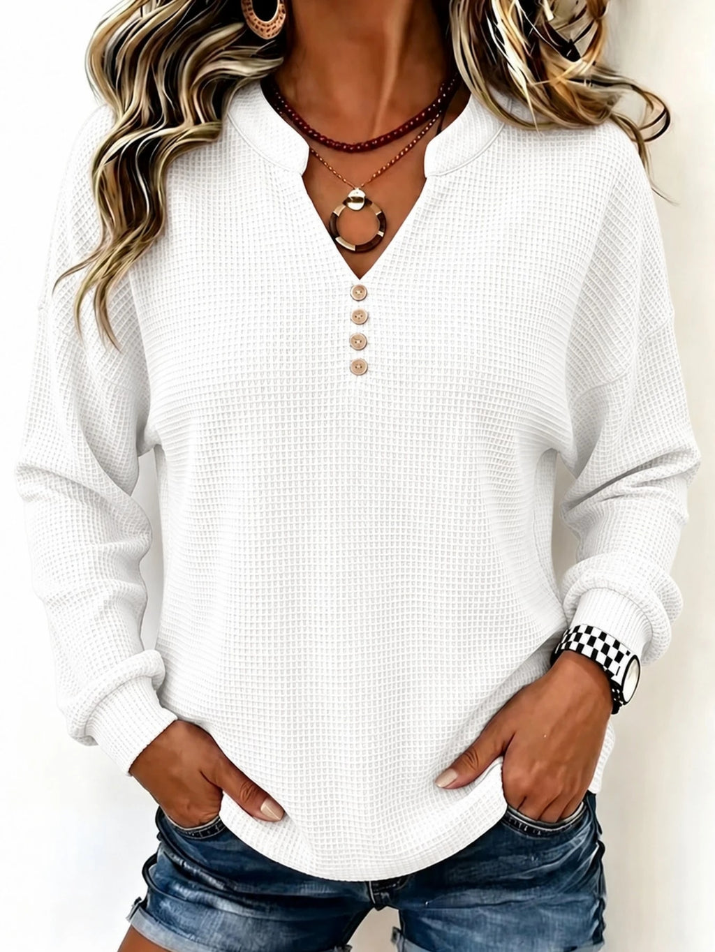 V-Ausschnitt Langarmshirt – Bild 7 | LuxeStyle