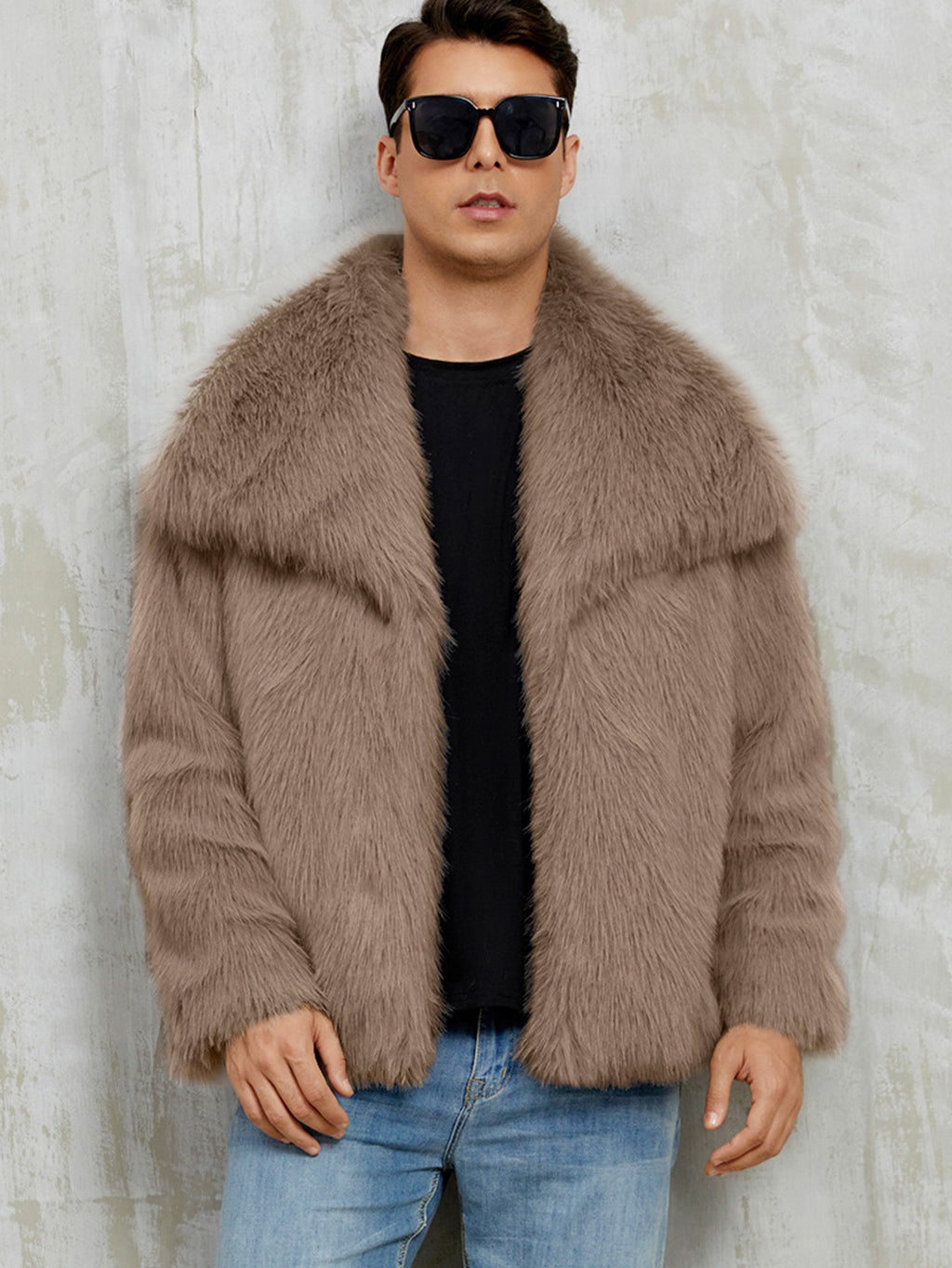 Herren-Jacke aus Kunstfell mit Reverskragen