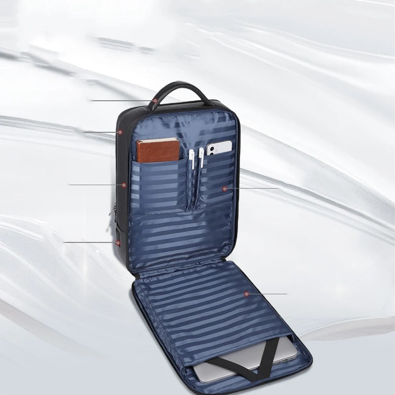 Leder-Reiserucksack mit USB-Ladefunktion