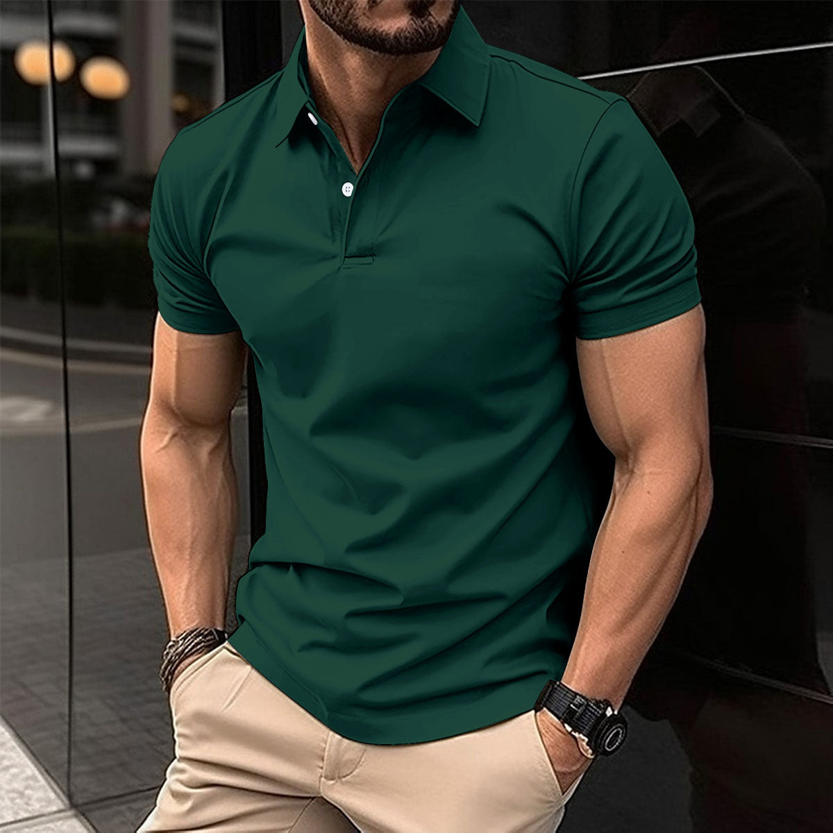 Polo-Shirt Kurzarm Herren – Unifarben