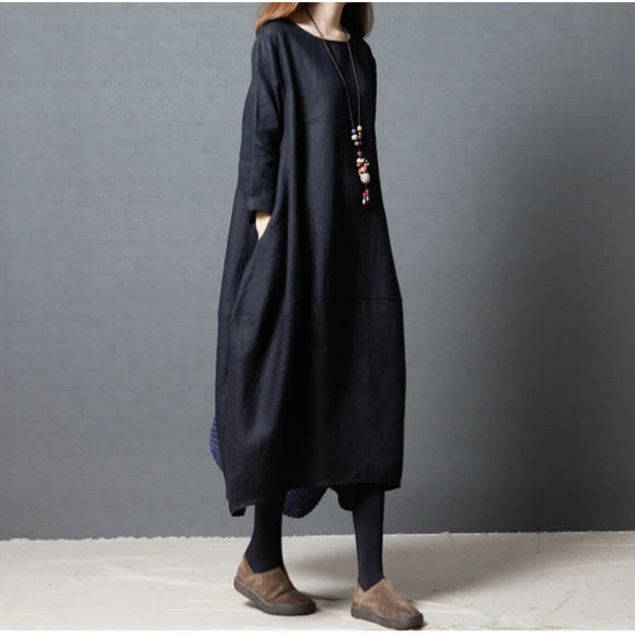 Loose-fit Baumwoll-Leinenkleid für Damen – Bild 9 | LuxeStyle