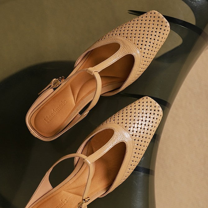 Chunky-Heel T-Strap Mary Jane Slipper