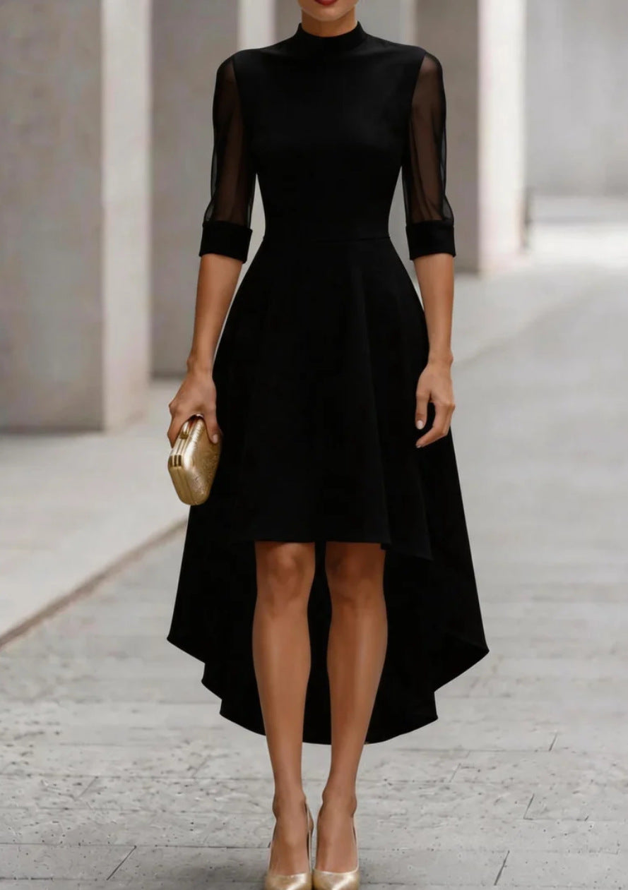 Midi-Kleid mit 3/4-Ärmeln und Mesh