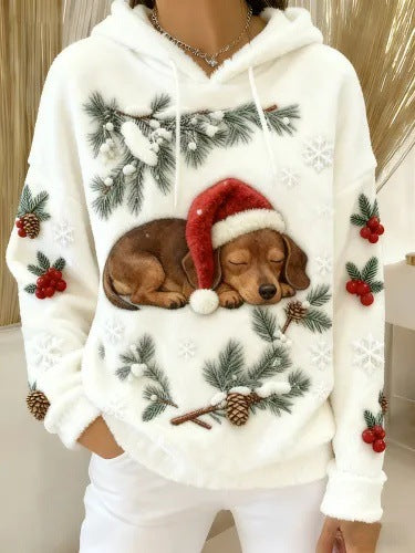 Weihnachts-Pullover Flanell Rundhals Langarm Unisex