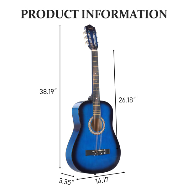 Blau 38-Zoll Akustikgitarre Set
