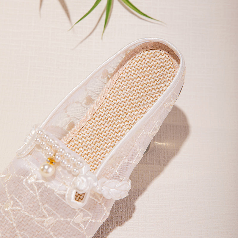 Sommer Mesh Slip-On Sandalen mit Stickerei