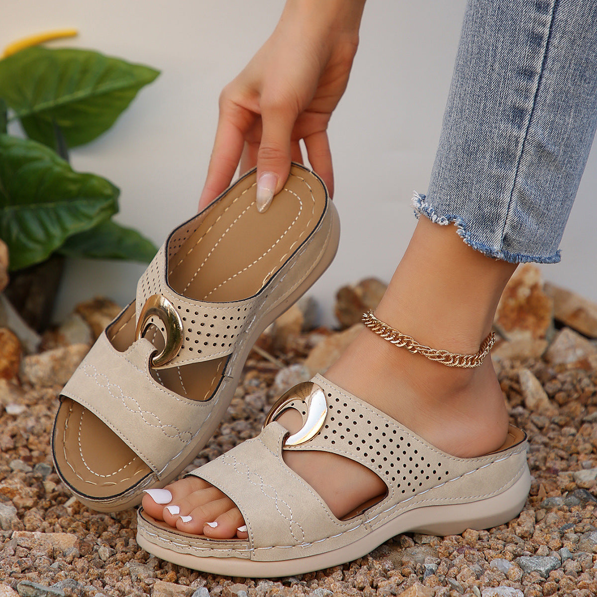 Casual Slip-on Sandalen mit Metallschnalle | LuxeStyle