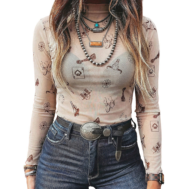 Langarmshirt mit Blumenprint für Damen