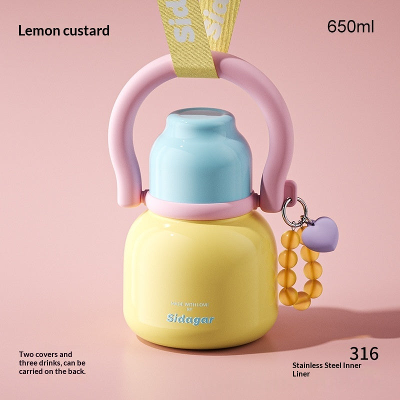 Grosse Isolierflasche mit Strohhalm und Henkel – Bild 5 | LuxeStyle