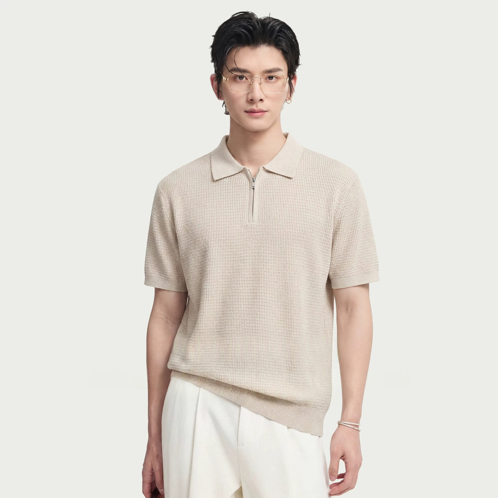 Waffle-Strick Kurzarmhemd Business-Casual