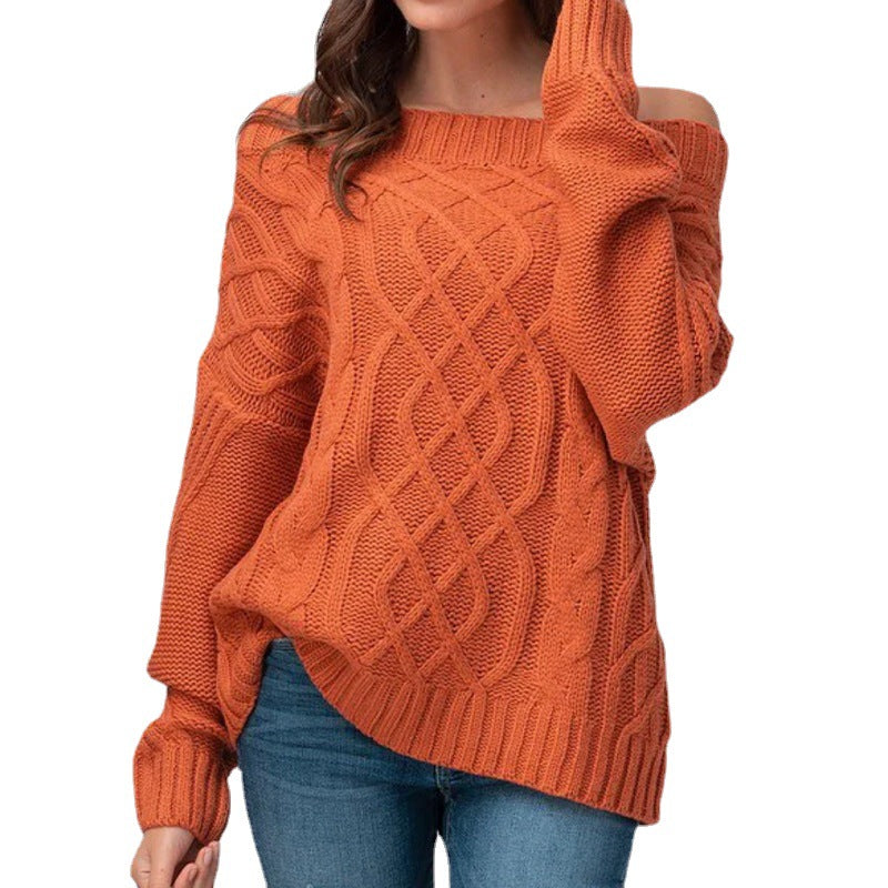 Rundhals-Pullover mit Zopfmuster für Damen