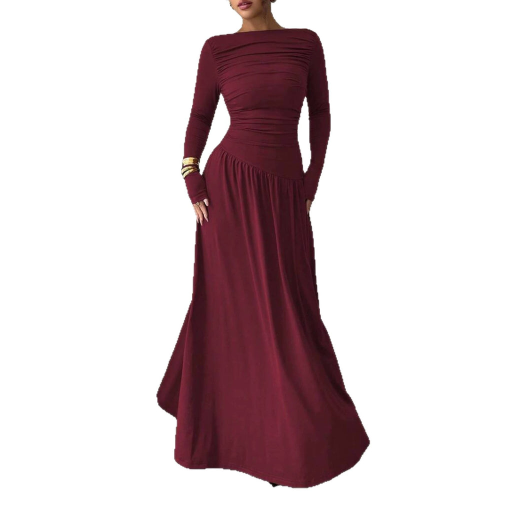 Langes Maxikleid mit hoher Taille und Off-Shoulder – Bild 2 | LuxeStyle