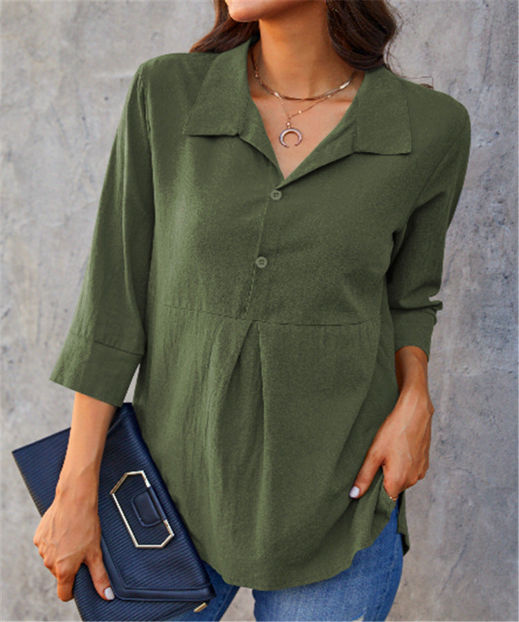 Damen-Shirt mit Reverskragen und Schlitz – Bild 6 | LuxeStyle