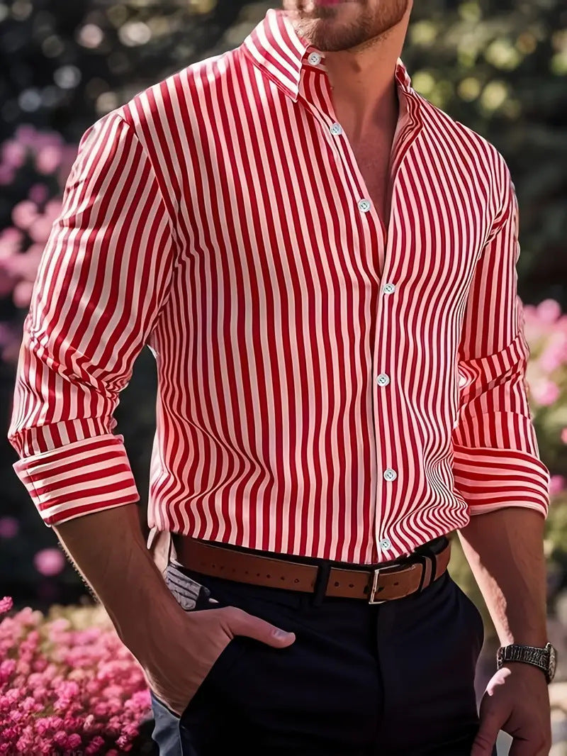 Gestreiftes Langarmshirt mit Knopfleiste – Bild 5 | LuxeStyle