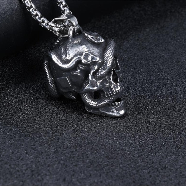Serpent Skull Edelstahl-Halskette