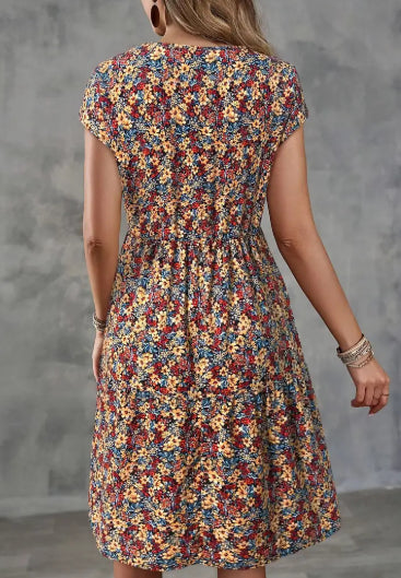 Elegantes Damenkleid mit Print und Taillengürtel
