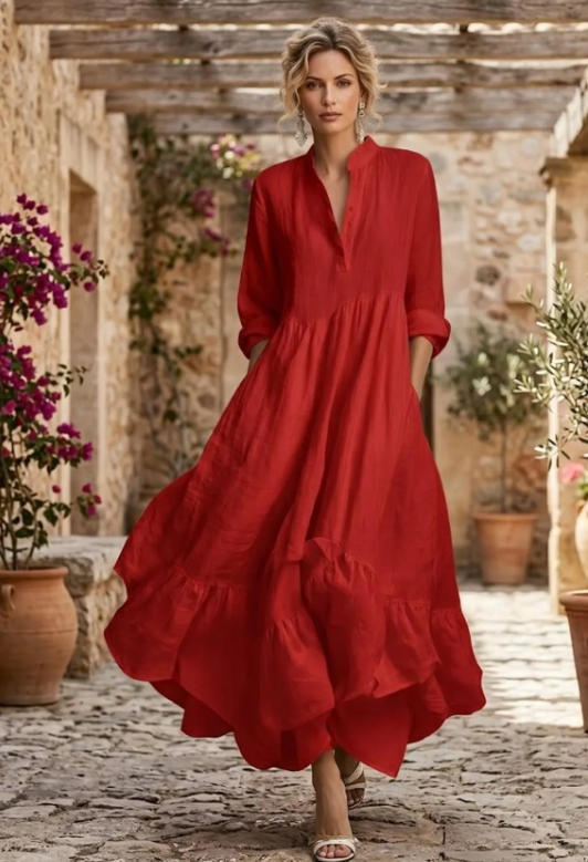 Elegantes A-Linien Swing-Kleid mit 3/4-Ärmeln – Bild 5 | LuxeStyle