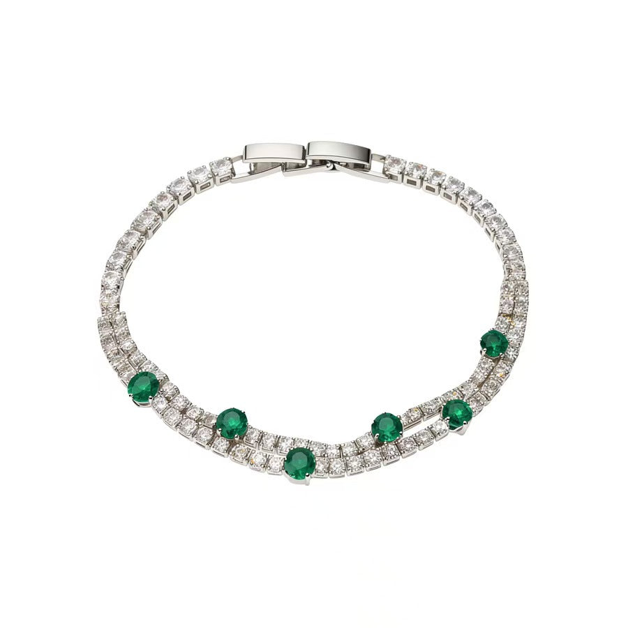 Vergoldetes Armband mit Zirkonia, zweilagig – Ansicht 2