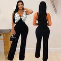 Eleganter ärmelloser Jumpsuit mit V-Ausschnitt
