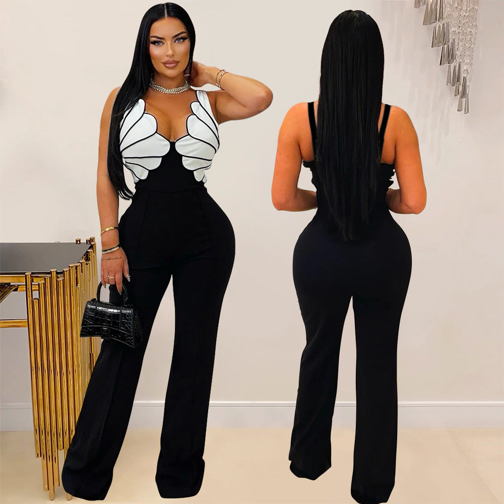 Eleganter ärmelloser Jumpsuit mit V-Ausschnitt