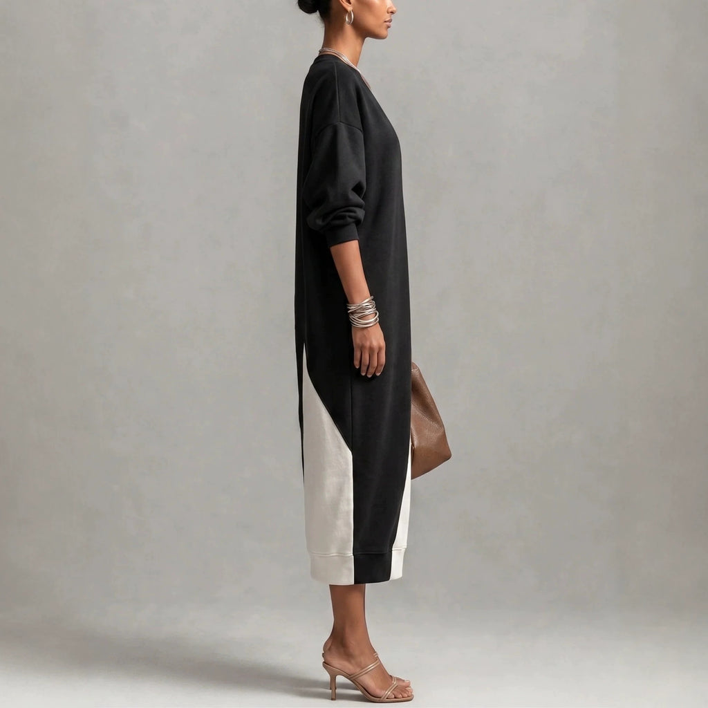 Langes Kleid mit geometrischem Patchwork – Bild 5 | LuxeStyle