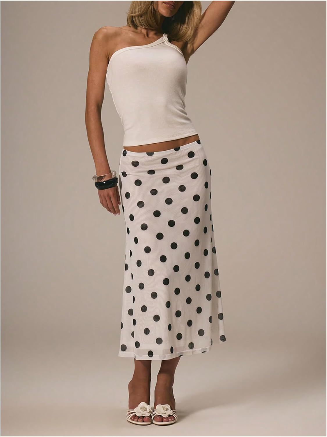 Eleganter Business A-Linien Polka-Dot Rock – Ansicht 3