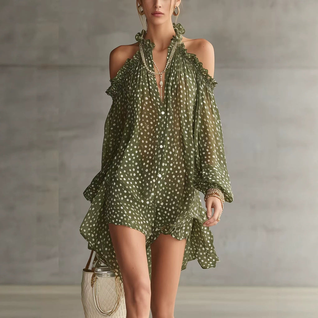 Elegantes Chiffon-Kleid mit Polka Dots
