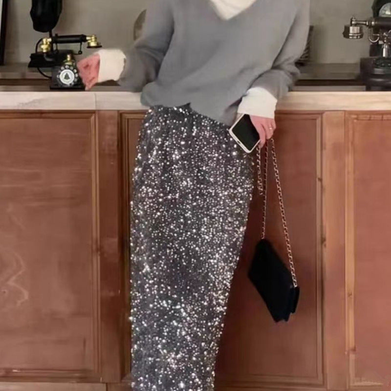 Samtene Rock mit Glitter und Schlitz