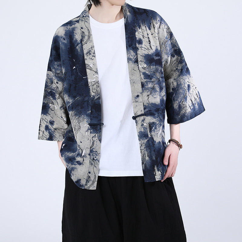 Chinesischer Cardigan mit Knopfleiste und Sonnenfaktor