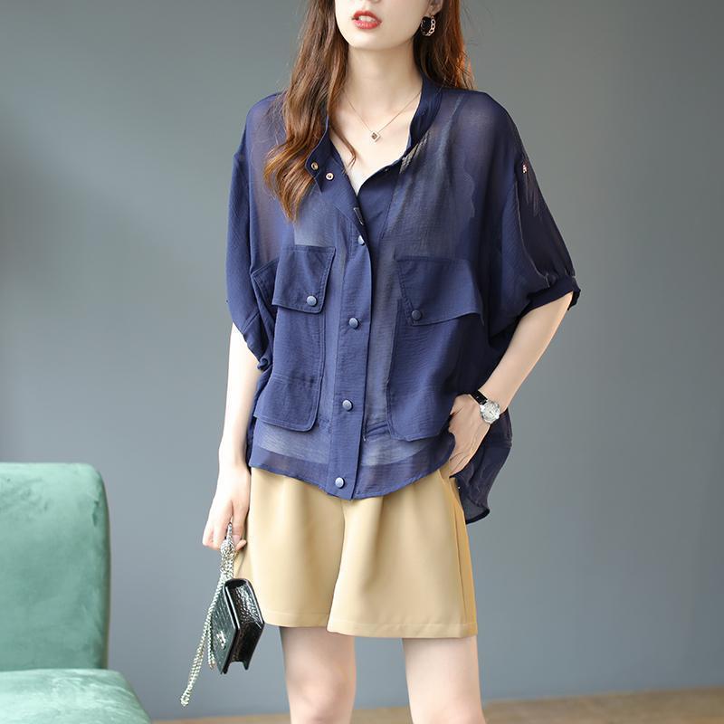 Einfarbiger Sommer-Cardigan mit UV-Schutz
