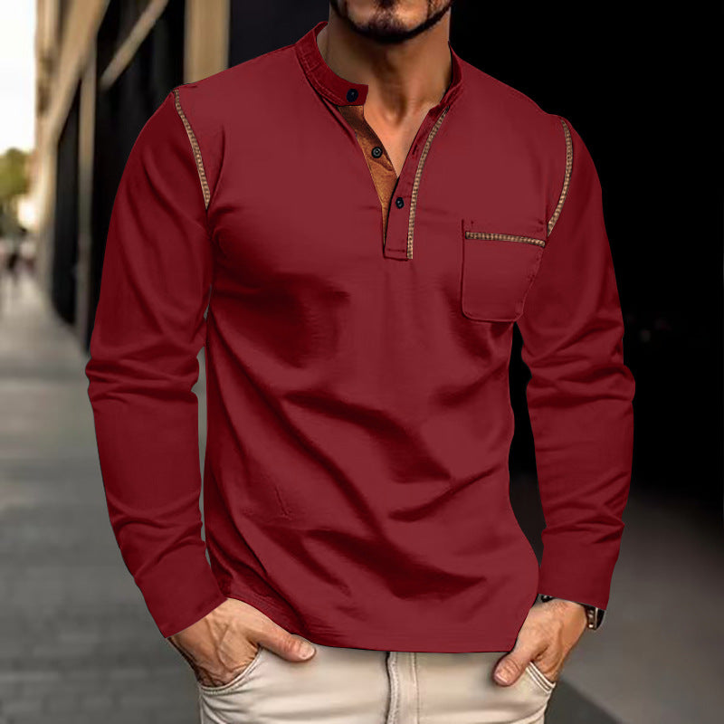 Langärmliges Polo-Shirt mit Standkragen – Bild 2 | LuxeStyle
