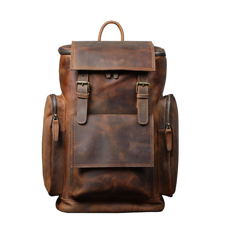 Grosser Vintage-Cowhide-Rucksack mit 16‑Zoll‑Laptopfach | LuxeStyle